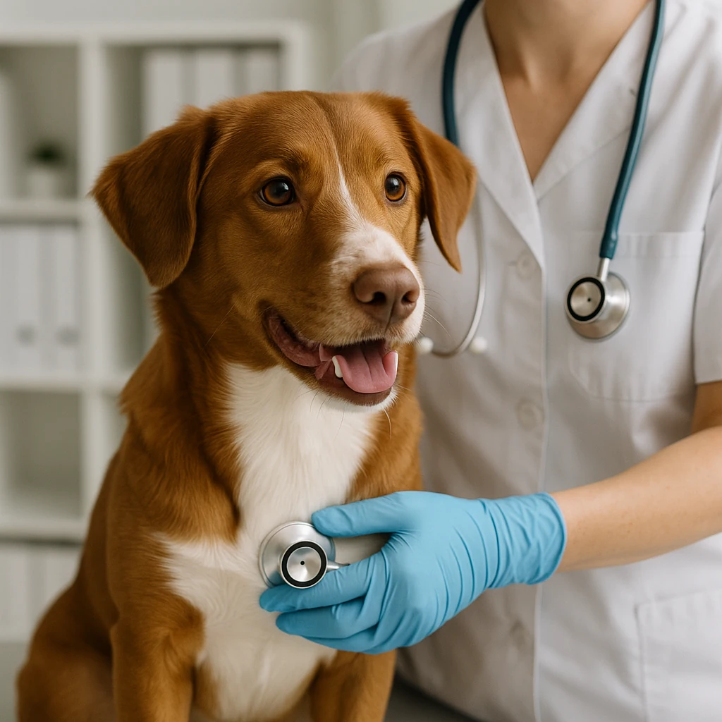 Veterinario Zamora realizando una revisión a un perro en la clínica